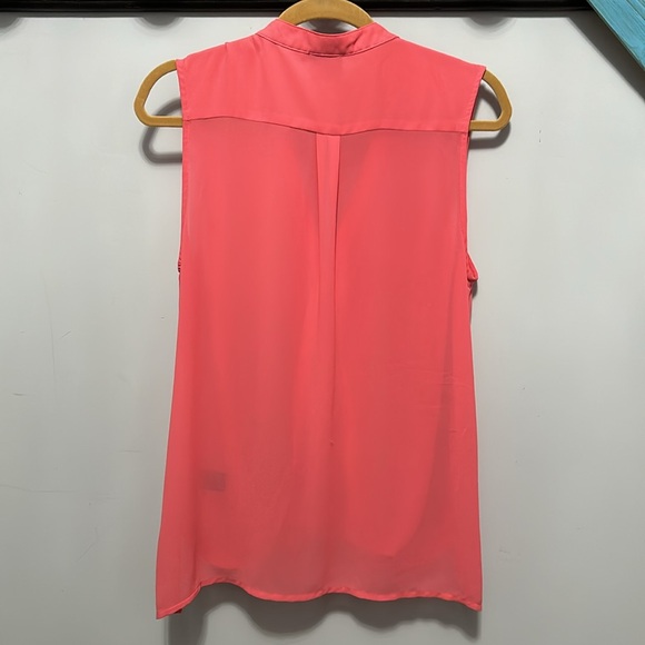 Cliche couture Large bright coral 100% polyester sleeveless sheer top - Picture 3 of 7